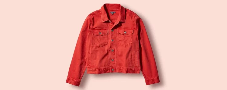 How to Style Coral Jeans? J.Crew Mercantile Women's Cropped Garment-Dyed Denim Jacket
